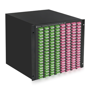 288×288 3D MEMS Optical Circuit Switches, 1550nm, G.657A2 fiber, LC/APC flange, 9U chassis, single power supply. RJ45/RS232, 220V.