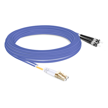 10m (33ft) Duplex OM4 Multimode LC UPC to ST UPC PVC (OFNR) Fiber Optic Cable