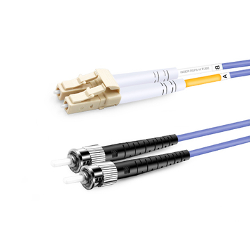 10m (33ft) Duplex OM4 Multimode LC UPC to ST UPC PVC (OFNR) Fiber Optic Cable