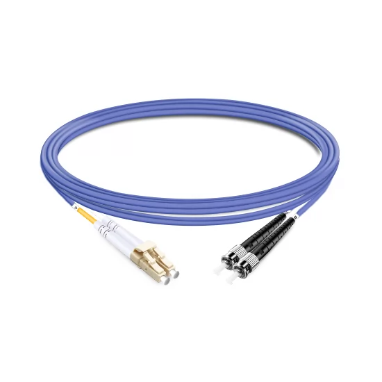 Duplex OM4 50/125 LC-ST Multimode Fiber Optic Cable 2m | FiberMall