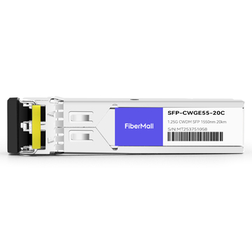 SFP-CWGE55-20C 1.25G CWDM SFP 1550nm 20km LC SMF DDM Transceiver Module