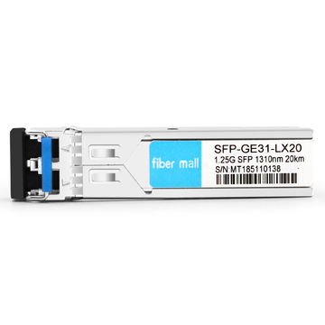 Módulo transceptor 1Base LX SFP 20nm 1000km LC SMF DDM compatible con Arista Networks SFP-1310G-LX-20