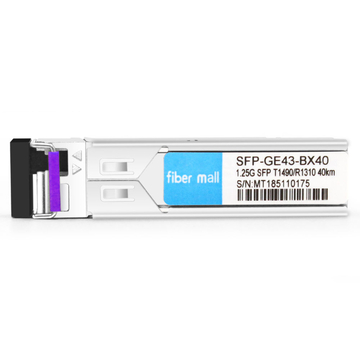 Alcatel-Lucent SFP-GIG-BX-D40 Compatible 1000Base BX BIDI SFP TX1490nm/RX1310nm 40km LC SMF DDM Transceiver Module