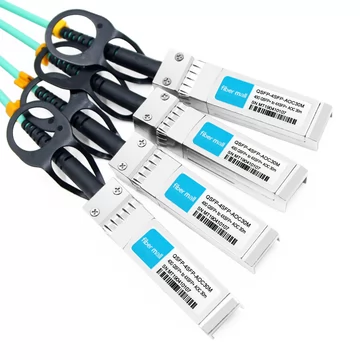 جونيبر JNP-QSFP-AOCBO-30M متوافق بطول 30 مترًا (98 قدمًا) 40 جيجا QSFP + إلى أربعة 10 جيجا SFP + كابل القطع البصري النشط