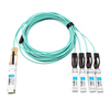 Brocade 100G-Q28-S28-AOC-0501 Compatible 5m (16 pies) 100G QSFP28 a cuatro 25G SFP28 Cable de conexión óptica activa