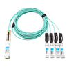 H3C QSFP28-4SFP28-AOC-20M Compatible 20m (66ft) 100G QSFP28 to Four 25G SFP28 Active Optical Breakout Cable