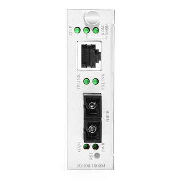 1x 10/100 / 1000Base-T RJ45 bis 1x 1000Base-X SC 1310 nm 20 km SM Dual Fibre Gigabit Ethernet-Medienkonverterkarte