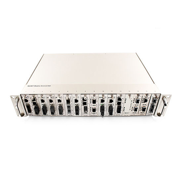 16 Slots Management Media Converter System Chassis, 2U Rack Mount, Dual Power AC 220V or DC -48V