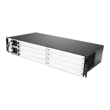 O Rack 2U padrão oferece 8 slots de serviço OEO / EDFA / OLP / DCM / CWDM / DWDM, 1 slot de ventilador e 2 slots de alimentação