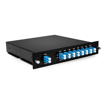 DWDM MUX 8CH 16 파장(TX: C44/C46/C48/C50/C52/C54/C56/C58 RX: C43/C45/C47/C49/C51/C53/C55/C57) MON 포트 LC/UPC 단일 파이버 LGX 포함 상자