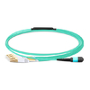 1 m (3 pieds) MTP femelle vers 4 LC UPC Duplex OM3 50/125 Câble de rupture à fibre multimode, 8 fibres, type B, Elite, LSZH, Aqua