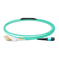 1 m (3 pieds) MTP femelle vers 4 LC UPC Duplex OM3 50/125 Câble de rupture à fibre multimode, 8 fibres, type B, Elite, LSZH, Aqua