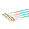 2m (7ft) MTP Female to 4 LC UPC Duplex OM3 50/125 Multimode Fiber Breakout Cable, 8 Fibers, Type B, Elite, Plenum (OFNP), Aqua