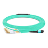 Cable MTP hembra de 5 m (16 pies) a 4 LC UPC dúplex OM3 50/125 Cable de ruptura de fibra multimodo, 8 fibras, Tipo B, Elite, LSZH, Aqua