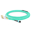 10m (33ft) MTP Female to 4 LC UPC Duplex OM3 50/125 Multimode Fiber Breakout Cable, 8 Fibers, Type B, Elite, LSZH, Aqua