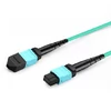 10m (33ft) MTP Female to 4 LC UPC Duplex OM3 50/125 Multimode Fiber Breakout Cable, 8 Fibers, Type B, Elite, Plenum (OFNP), Aqua