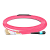 7m (23ft) MTP Female to 4 LC UPC Duplex OM4 50/125 Multimode Fiber Breakout Cable, 8 Fibers, Type B, Elite, Plenum (OFNP), Aqua/Violet