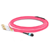 Cable MTP hembra de 7 m (23 pies) a 4 LC UPC dúplex OM4 50/125 Cable de ruptura de fibra multimodo, 8 fibras, tipo B, Elite, LSZH, aguamarina / violeta