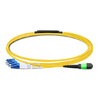 1m (3ft) MTP APC Female to 4 LC UPC Duplex OS2 9/125 Single Mode Fiber Breakout Cable, 8 Fibers, Type B, Elite, LSZH, Yellow