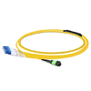 2m (7ft) MTP APC Female to 4 LC UPC Duplex OS2 9/125 Single Mode Fiber Breakout Cable, 8 Fibers, Type B, Elite, LSZH, Yellow