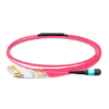 1m (3ft) MTP Female to 6 LC UPC Duplex OM4 50/125 Multimode Fiber Breakout Cable, 12 Fibers, Type B, Elite, LSZH, Aqua/Violet