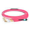 10m (33ft) MTP Female to 6 LC UPC Duplex OM4 50/125 Multimode Fiber Breakout Cable, 12 Fibers, Type B, Elite, LSZH, Aqua/Violet