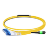 1m (3ft) MTP APC Female to 6 LC UPC Duplex OS2 9/125 Single Mode Fiber Breakout Cable, 12 Fibers, Type B, Elite, LSZH, Yellow