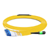 10m (33ft) MTP APC Female to 6 LC UPC Duplex OS2 9/125 Single Mode Fiber Breakout Cable, 12 Fibers, Type B, Elite, LSZH, Yellow