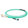 1 m (3 pies) de baja pérdida de inserción MPO hembra a 4 LC UPC dúplex OM3 50/125 Cable de ruptura de fibra multimodo, 8 fibras, tipo B, Elite, LSZH, Aqua