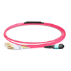1m (3ft) MPO أنثى إلى 4 LC UPC Duplex OM4 50/125 Multimode Fiber Breakout Cable، 8 Fibers Type B، Elite، LSZH، Aqua / Violet