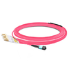 10m (33ft) MPO Female to 4 LC UPC Duplex OM4 50/125 Multimode Fiber Breakout Cable, 8 Fibers Type B, Elite, LSZH, Aqua/Violet