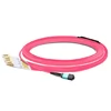 7m (23ft) MPO APC Female to 4 LC UPC Duplex OM4 50/125 Multimode Fiber Breakout Cable, 8 Fibers Type B, LSZH, Aqua/Violet
