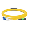 5 m (16 pieds) Câble de dérivation à fibre monomode MPO APC femelle vers 4 LC UPC duplex OS2 9/125 à faible perte d'insertion, 8 fibres de type B, Elite, LSZH, jaune
