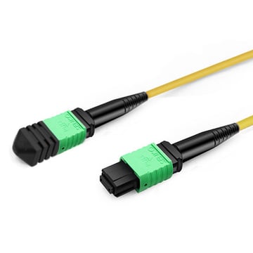 7 м (23 футов) MPO APC Female to 4 LC UPC Duplex OS2 9/125 Single Mode Fiber Breakout Cable, 8 волокон типа B, Elite, LSZH, желтый