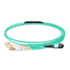 3m (10ft) MPO Female to 6 LC UPC Duplex OM3 50/125 Multimode Fiber Breakout Cable, 12 Fibers, Type B, Elite, LSZH, Aqua