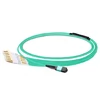 1m (3ft) MPO Female to 6 LC UPC Duplex OM3 50/125 Multimode Fiber Breakout Cable, 12 Fibers, Type B, Elite, LSZH, Aqua