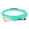 10m (33 pies) MPO Hembra a 6 LC UPC Duplex OM3 50/125 Cable de ruptura de fibra multimodo, 12 fibras, Tipo B, Elite, LSZH, Aqua