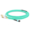 7m (23ft) MPO Female to 6 LC UPC Duplex OM3 50/125 Multimode Fiber Breakout Cable, 12 Fibers, Type B, Elite, LSZH, Aqua