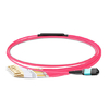 1m (3ft) MPO أنثى إلى 6 LC UPC Duplex OM4 50/125 Multimode Fiber Breakout Cable، 12 Fibers Type B، Elite، LSZH، Aqua / Violet
