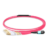 1m (3 pies) MPO hembra a 6 LC UPC Duplex OM4 50/125 Cable de ruptura de fibra multimodo, 12 fibras Tipo B, Elite, LSZH, Aqua / Violet