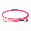 3m (10ft) MPO UPC Female to 6 LC UPC Duplex OM4 50/125 Multimode Fiber Breakout Cable, 12 Fibers Type B, LSZH, Aqua/Violet