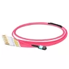 2m (7ft) MPO UPC Female to 6 LC UPC Duplex OM4 50/125 Multimode Fiber Breakout Cable, 12 Fibers Type B, LSZH, Aqua/Violet