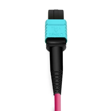 2m (7ft) MPO UPC Female to 6 LC UPC Duplex OM4 50/125 Multimode Fiber Breakout Cable, 12 Fibers Type B, LSZH, Aqua/Violet