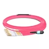 30m (98ft) MPO UPC Female to 6 LC UPC Duplex OM4 50/125 Multimode Fiber Breakout Cable, 12 Fibers Type B, LSZH, Aqua/Violet