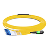 10m (33ft) MPO APC Female to 6 LC UPC Duplex OS2 9/125 Single Mode Fiber Breakout Cable, 12 Fibers Type B, LSZH, Yellow