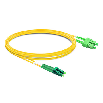 1m (3ft) Duplex OS2 Single Mode LC APC to SC APC PVC (OFNR) Fiber Optic Cable