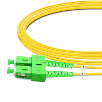 Cabo de fibra ótica de 1m (3 pés) Duplex OS2 de modo único LC APC para SC APC PVC (OFNR)