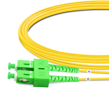 Câble à fibre optique Duplex OS3 LC APC vers SC APC PVC (OFNR) de 10 m (2 pieds)