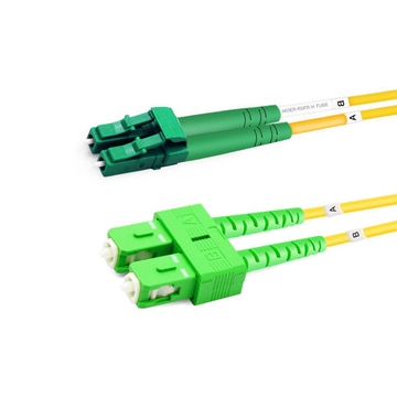1m (3ft) Duplex OS2 Single Mode LC APC to SC APC PVC (OFNR) Fiber Optic Cable