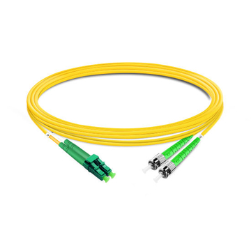 3m (10ft) Duplex OS2 Single Mode LC APC to ST APC PVC (OFNR) Fiber Optic Cable
